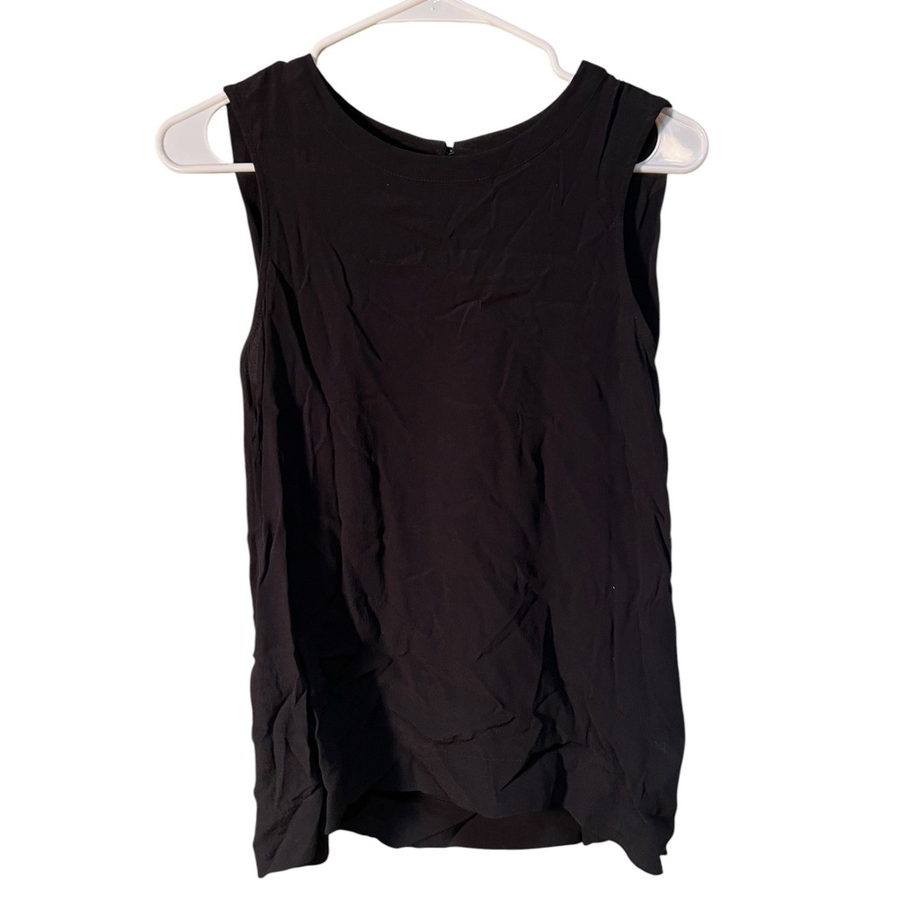 Naked Zebra Womens Size Small Sleeveless Blouse Black Round Neck Keyhole Viscose